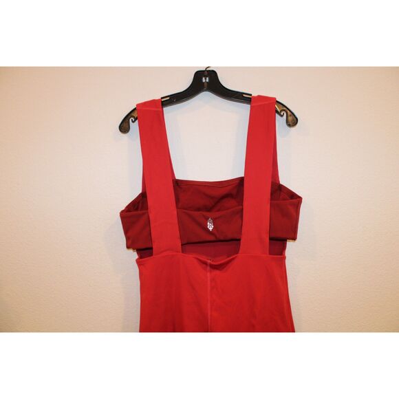 Free People Movement red burgundy cropped workout jumpsuit xlarge - Picture 10 of 11